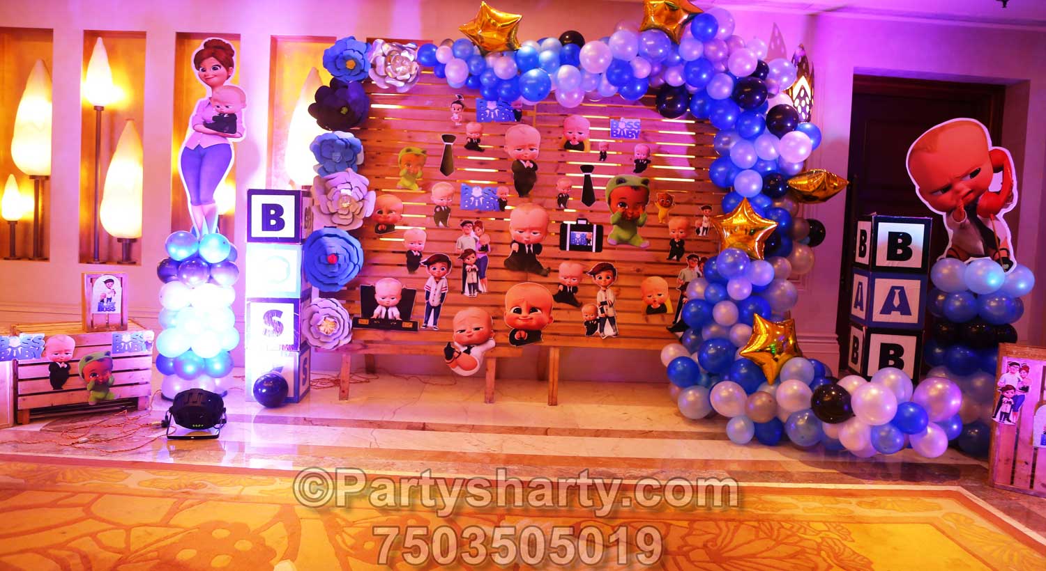 Boss baby theme birthday party photobooth